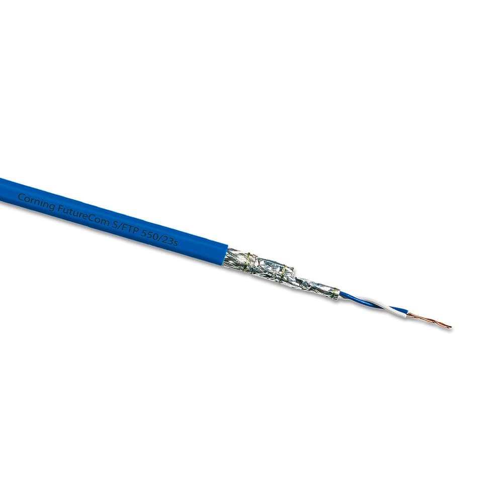Кабель S/FTP 550/23s 4P FutureCom, кат. 6а, LSZH, FRNC (Dca), синій, 500 м, Corning