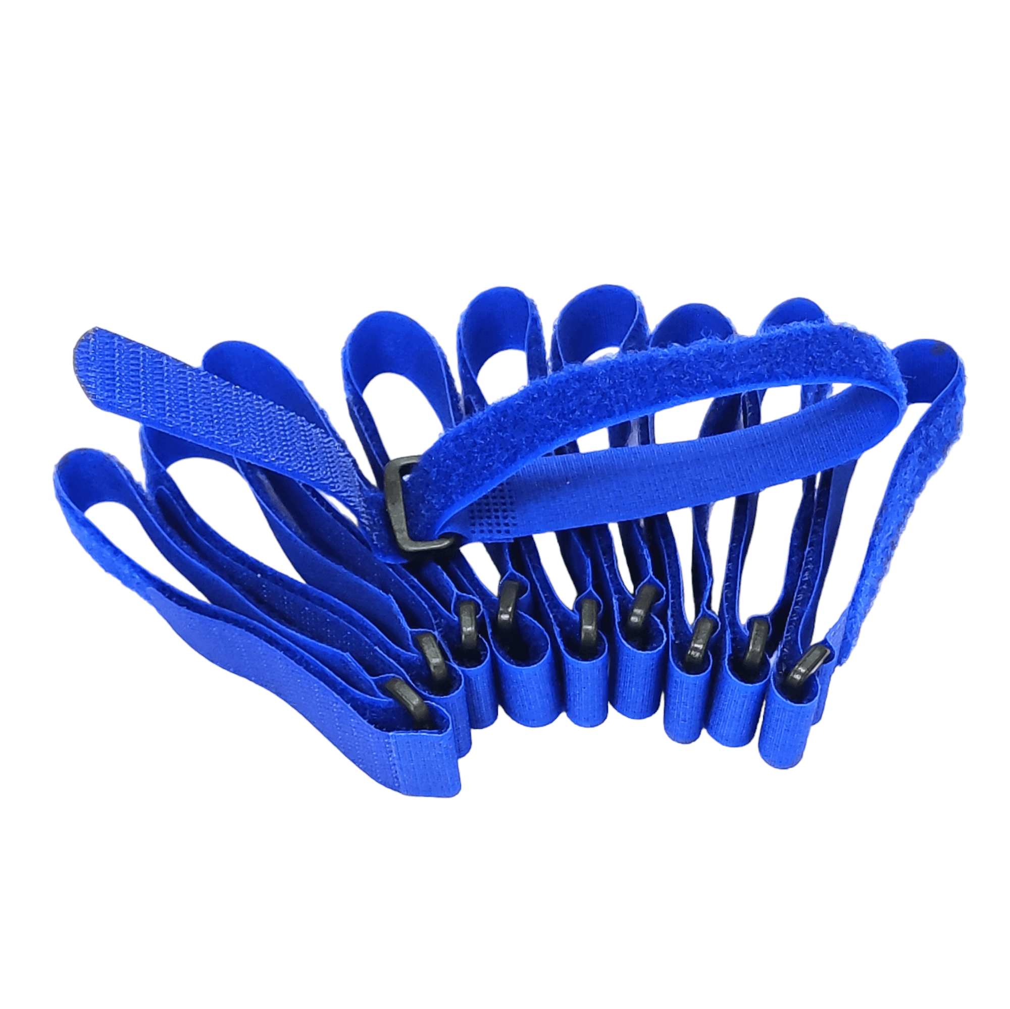 Кабельний хомут на липучці (Velcro) з пластиковим кільцем, 300x20 мм, 10 шт, синій