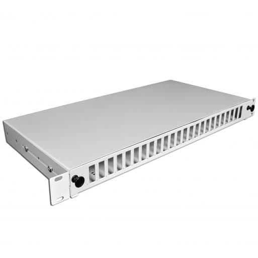 Патч-панель 48 портів під 24 адаптори SC Duplex/LC Quad, пуста,1U, каб.вводи для 6xPG16+6xPG11, сіра.