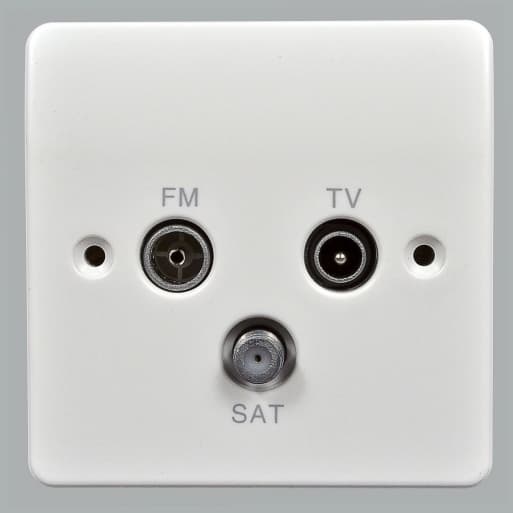 Розетка TV/FM/SAT, 86x86 мм, Logic Plus, біла, MK