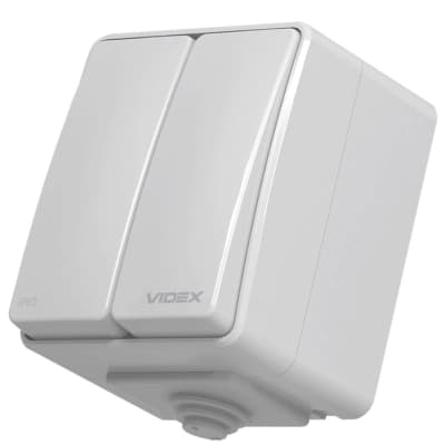 Вимикач Videx BINERA IP65 зовнішній 2кл сірий (VF-BNW12-G)