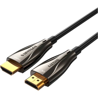 Кабель мультимедійний HDMI to HDMI 50.0m V2.0 Optical 4K 60Hz 18Gbps Dolby 7.1 PVC Black Zinc Alloy VENTION (ALABX)