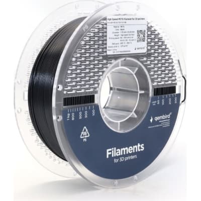 Пластик для 3D-принтера Gembird PETG High Speed, 1.75 мм, 1 кг, black (3DP-PETG1.75HY-01-BK)