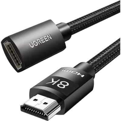 Кабель мультимедійний HDMI M to HDMI F 1.0m 8K HD151 black Ugreen (40447)