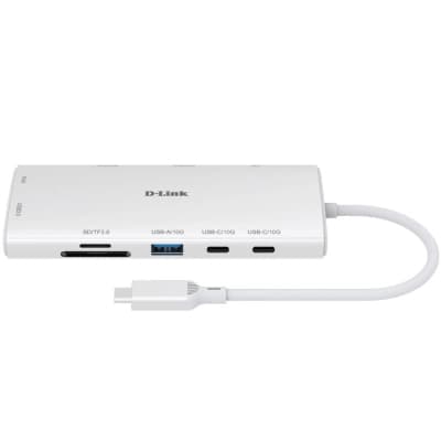 Концентратор D-Link USB-C 10-in-1 2xHDMI + 1xRJ45 1000Mbps + 2xUSB-C + USB 3.1 + USB 3.0 + SD + TF silver (DUP-A01)