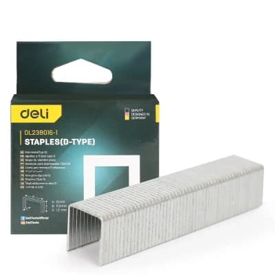 Скоби для будівельного степлера Deli D-тип, 12 мм, 1000шт (EDL238014-1)