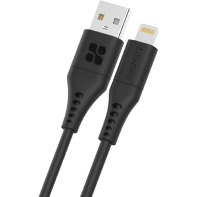 Дата кабель USB 2.0 AM to Lightning 1.2m 2.4A black Promate (powerlink-ai120.black)