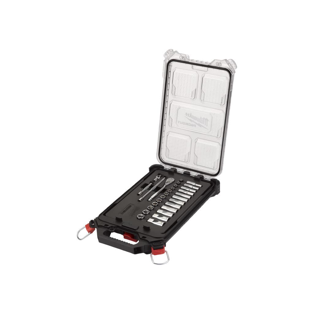 Набір торцевих головок Milwaukee з тріскачкою 1/4" у тонкому органайзері PACKOUT™, 28 шт (4932478812)