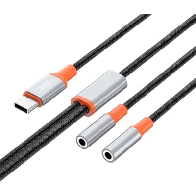 Перехідник USB-C to 2x3.5mm F 1.0m NB-R269B black XO (NB-R269B.black)