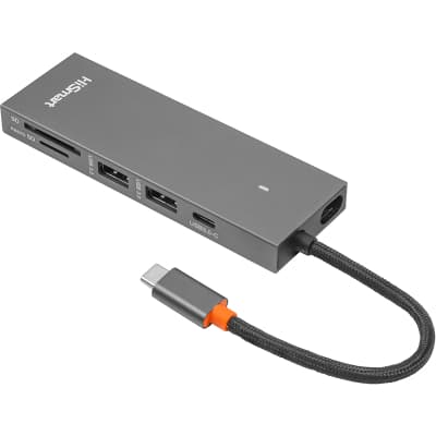 Концентратор HiSmart USB-C to 2xUSB 3.0 + 2xUSB-C + SD + TF + HDMI 4K60Hz gray (CA913459)