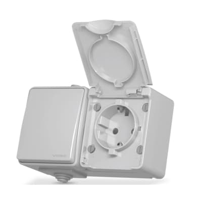 Вимикач Videx BINERA IP65 зовнішня 1ая із заземленням (VF-BNW3-G)