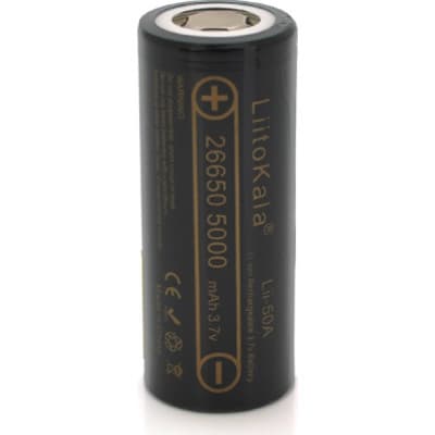 Акумулятор 26650 5000mAh (5100-5500mAh) 25A, 3.7V (2.5-4.2V), Black, 2шт в уп., ціна за 1шт Liitokala (Lii-50A / 23383)