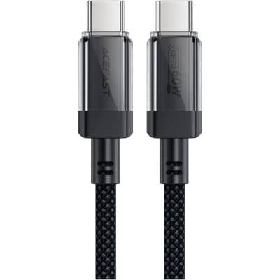 Дата кабель USB-C to USB-C 1.2m 60W stainless steel C12-03 Black Acefast (6974316283317)