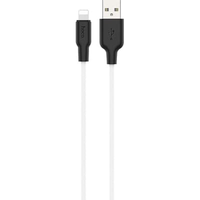 Дата кабель USB 2.0 AM to Lightning 1.0m 2.4A silicone X21 black+white HOCO (6931474711816)