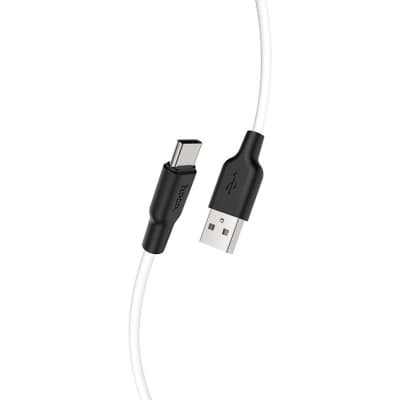 Дата кабель USB 2.0 AM to USB-C 1.0m 3A silicone black+white HOCO (6931474711915)