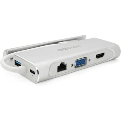 Концентратор VEGGIEG USB-C 5-in-1 USB-C + 3xUSB 3.0 + HDMI + RJ45 0.1m silver (TC07-S)