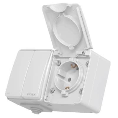 Вимикач Videx BINERA IP65 зовнішня 1ая із заземленням (BINERA IP65 наружная 1ая с заземлением)