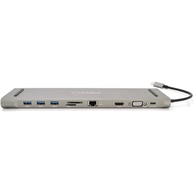 Концентратор VEGGIEG USB-C 8-in-1 USB-C + 3xUSB 3.0 + HDMI + VGA + 3.5mm + SD/TF + RJ45 0.1m silver (TC10)
