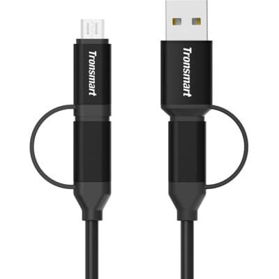 Дата кабель USB 2.0 AM to Lightning + Micro 5P + USB-C 1.0m black Tronsmart (250290)