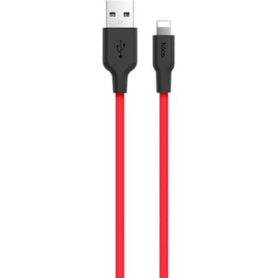 Дата кабель USB 2.0 AM to Lightning 1.0m 2A silicone X21 black+red HOCO (6957531071372)