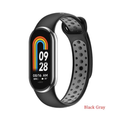 Ремінець до фітнес браслета BeCover Vents Style для Xiaomi Mi Smart Band 8 Black-Gray (709415)
