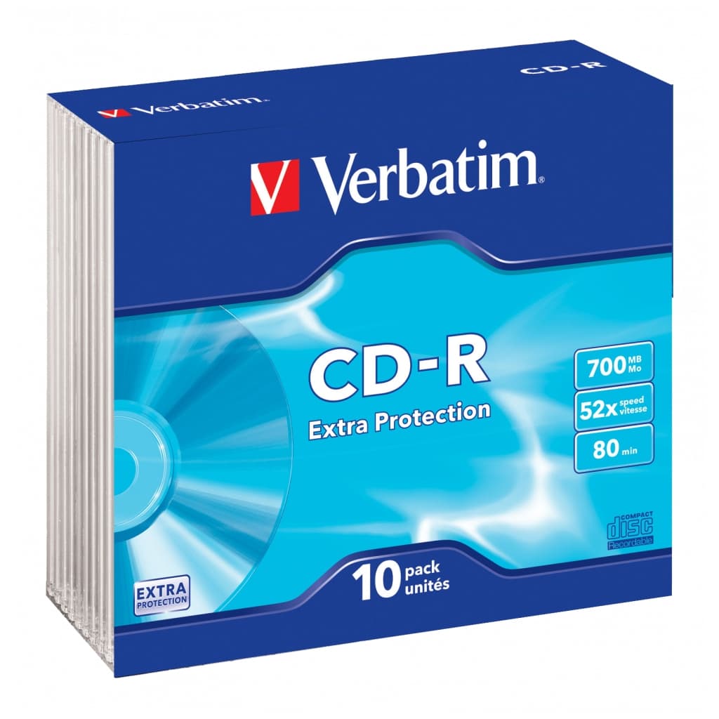 Диск CD Verbatim CD-R 700Mb 52x Slim case 10шт Extra (43415)