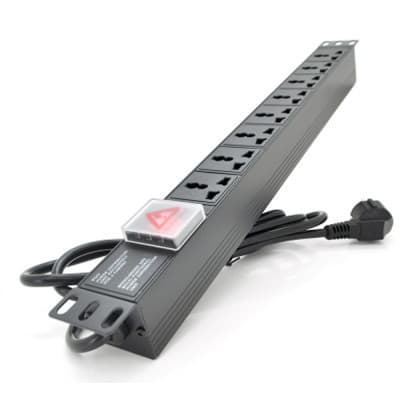Силовий блок 19" 8 універс. розеток, кабель 1.8м, вимикач, алюм. корпус PiPo (PP8PDUGR-UN)