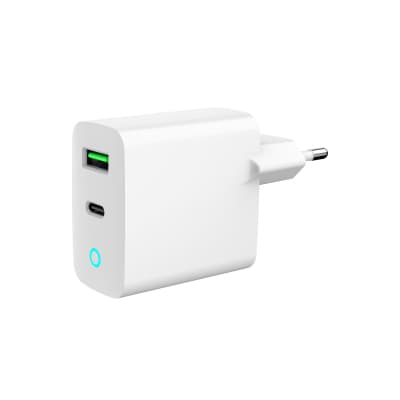 Зарядний пристрій Gembird 1xUSB-A + 1 Type-C (PD20Вт + QC3.0 18Вт) white (TA-UC-PDQC20L-W-01)