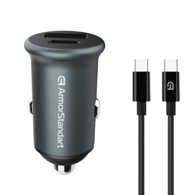 Зарядний пристрій Armorstandart USB Type-C PD20W + USB QC 3.0 Grey + cable USB-C (ARM82461)