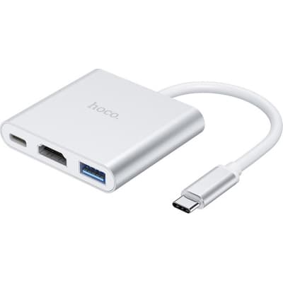 Концентратор HOCO USB-C to USB3.0+HDMI+PD HB14 Silver (6931474725790)