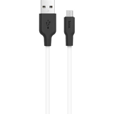 Дата кабель USB 2.0 AM to Micro 5P 1.0m 2A silicone X21 black+white HOCO (6957531071389)
