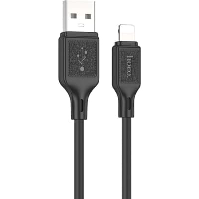 Дата кабель USB 2.0 AM to Lightning 1.0m silicone black HOCO (6931474788405)