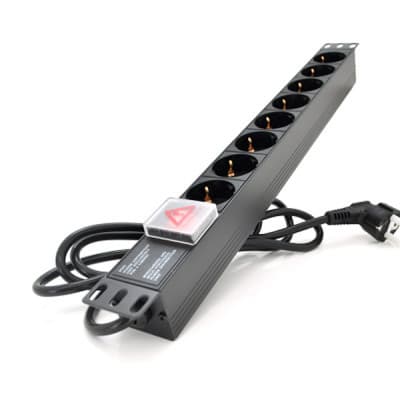 Силовий блок 19" 8 розеток, кабель 1.8м, вимикач, алюм. корпус PiPo (PP8PDUGR)