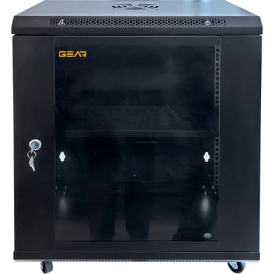 Шафа настінна GEAR 12U 19'' 600x600x600 мм, + полка 19", black (GWMSN-12U-600-600)