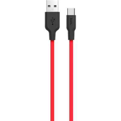 Дата кабель USB 2.0 AM to USB-C 1.0m 2A silicone X21 black+red HOCO (6957531071419)