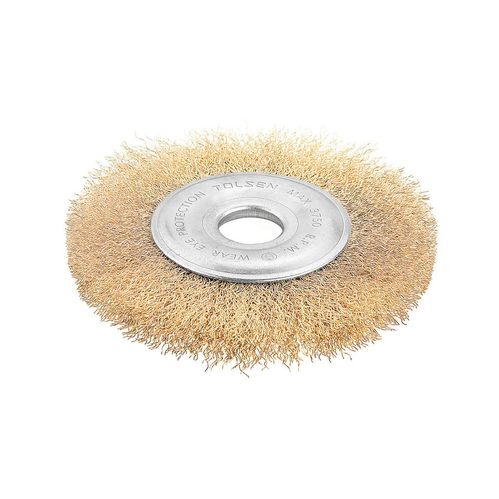 Щітка для електроінструменту Tolsen дискова 125 мм х 22.2 мм, гофрований латунований дріт 0.3 мм (77527)
