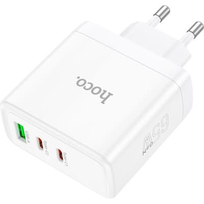 Зарядний пристрій HOCO 2xUSB-C PD65W + 1xUSB QC3.0 White (6931474784155)