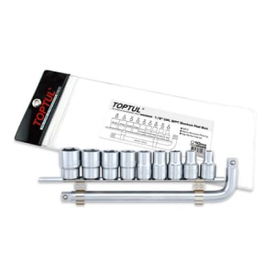 Набір торцевих головок Toptul на планці 1/2" 8-22мм, вороток (GAAG1007)