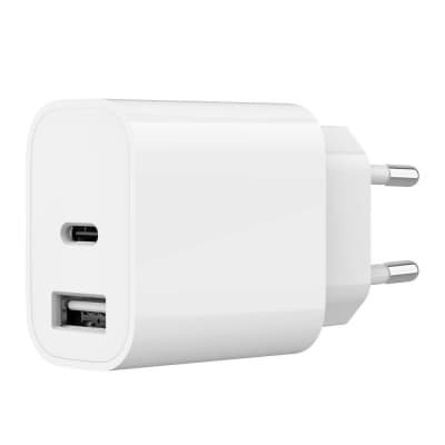 Зарядний пристрій Gembird 1xUSB-A+1xUSB-C 5V/2.4A (12W) white (TA-UC-2AC12-01)