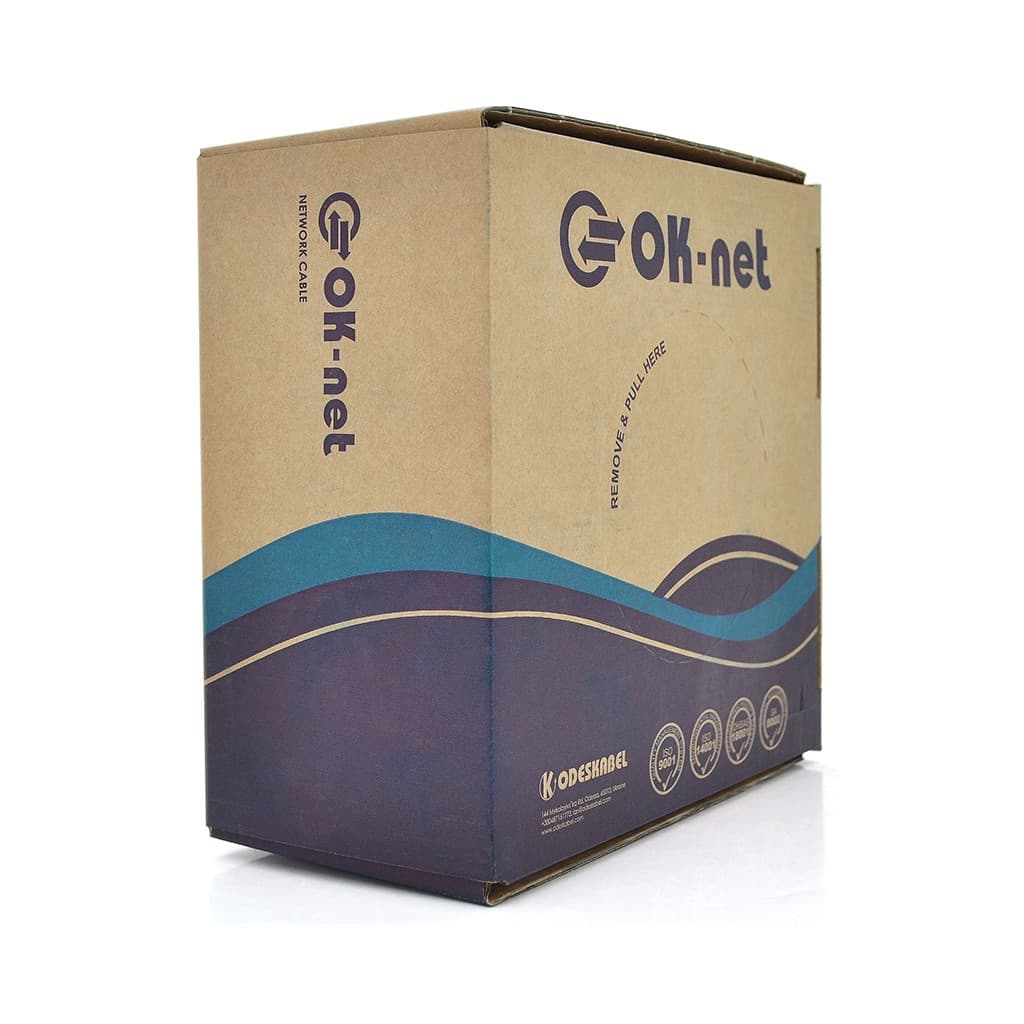 Кабель мережевий OK-Net UTP 100м cat.5e зовнішній (U/UTP-cat.5E) (КПП-ВП (100) 4*2*0,51 / 100)