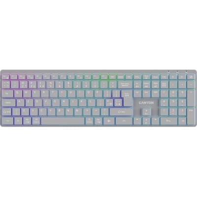 Клавіатура Canyon HKB-W11 Slim Dual Mode Wireless/Bluetooth RGB UA Grey (CNS-HBTK11G)