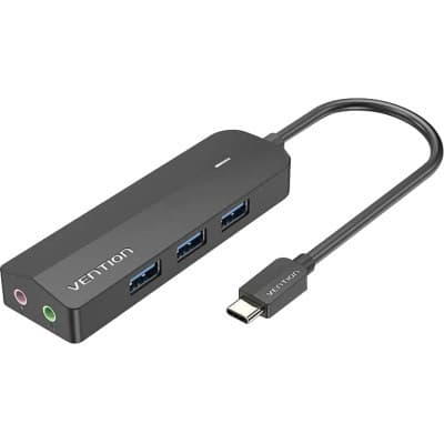 Концентратор VENTION USB 3.1 Type-C to 3xUSB 3.0+MicroUSB+3.5mm Sound Adapter black (TGQBB)