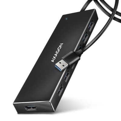 Концентратор AXAGON USB 3.1 to 7xUSB 3.0 black (HUE-F7A)