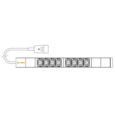Силовий блок 19" 1U w/PDU 8 розеток IEC C13, вилка IEC320 C20, кабель 3м Conteg (IP-BA-C08C300016)