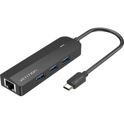 Концентратор VENTION USB 3.1 Type-C to 3xUSB 3.0+MicroUSB+RJ45 100M Ethernet black (TGPBB)