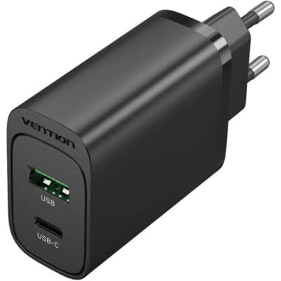 Зарядний пристрій VENTION 2xUSB 38W (USB-C+USB-A) PD+QC3.0 black (FBIB0-EU)