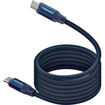 Дата кабель USB-C to USB-C 1.2m Promate (springy.blue)