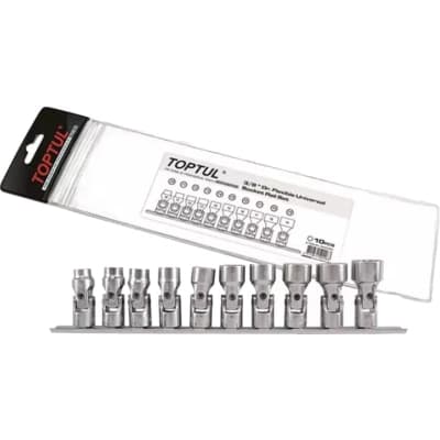 Набір торцевих головок Toptul з карданом на планці 12-гр. 3/8" 10шт. 10-19мм (GAAG1004)