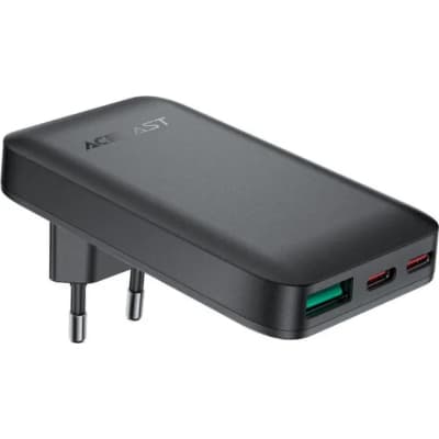 Зарядний пристрій Acefast 3xUSB 65W (2xUSB-C+USB-A) Gan A100 Fast Charger Ultra thin black (6974316283492)