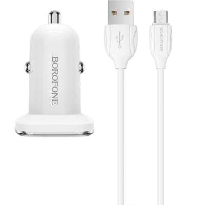 Зарядний пристрій BOROFONE BZ12A USB + cable Micro 5P 1.0m White (BZ12AMW)